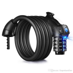 Велосипедный замок с подсветкой LED кодовый 12 х 1500мм (409351)