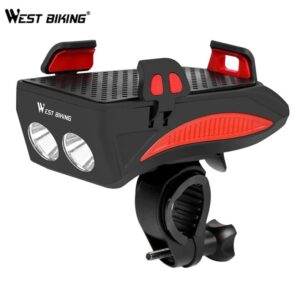 Велофара West Biking 4 в 1 с держателем телефона и звонком